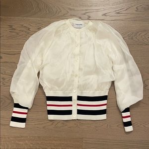 Thom Browne Organza overlay blouson cardigan
